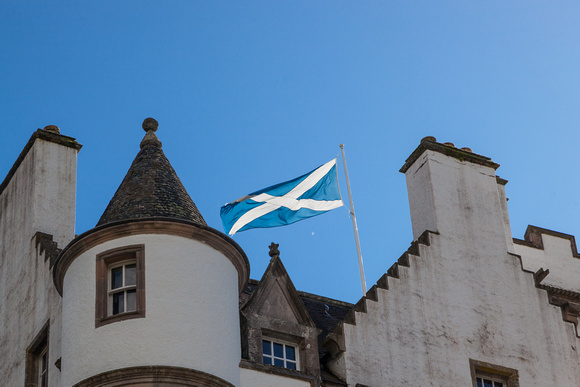 Blair Castle With Scottish Flag